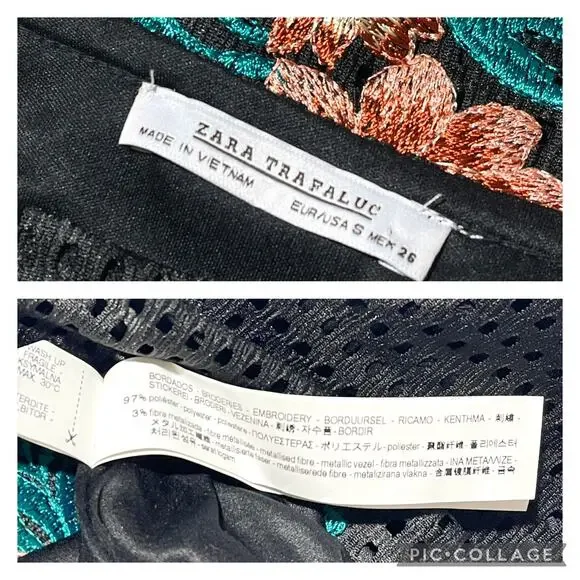 Zara Trafaluc Black Floral Dress SZ S - Picture 7 of 8